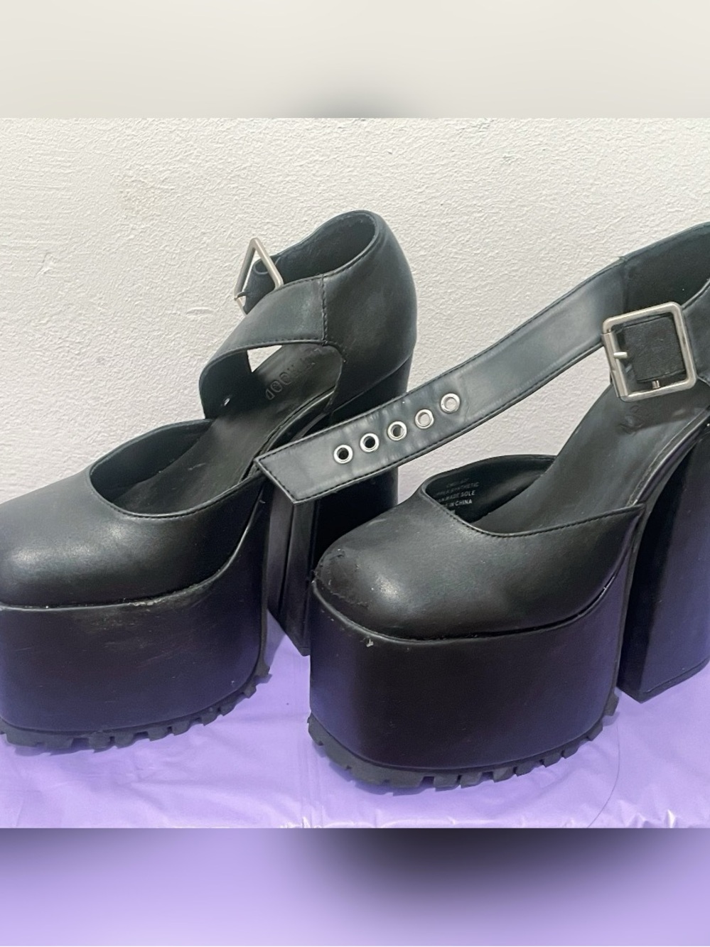 Current Mood Black Platform Mary Jane with Ankle Buckle